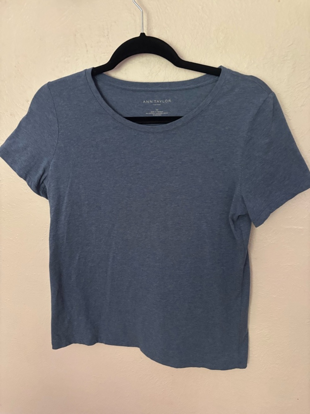 Ann Taylor Factory Slate Blue Crewneck Short Sleeve Tee